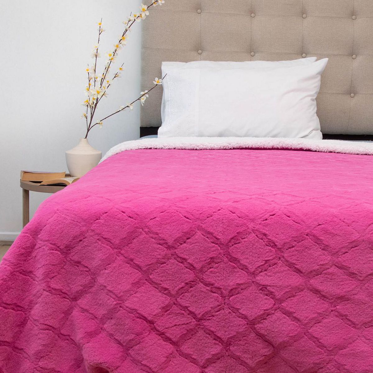 DORAL - Frazada Deluxe 1.5 plazas Fucsia