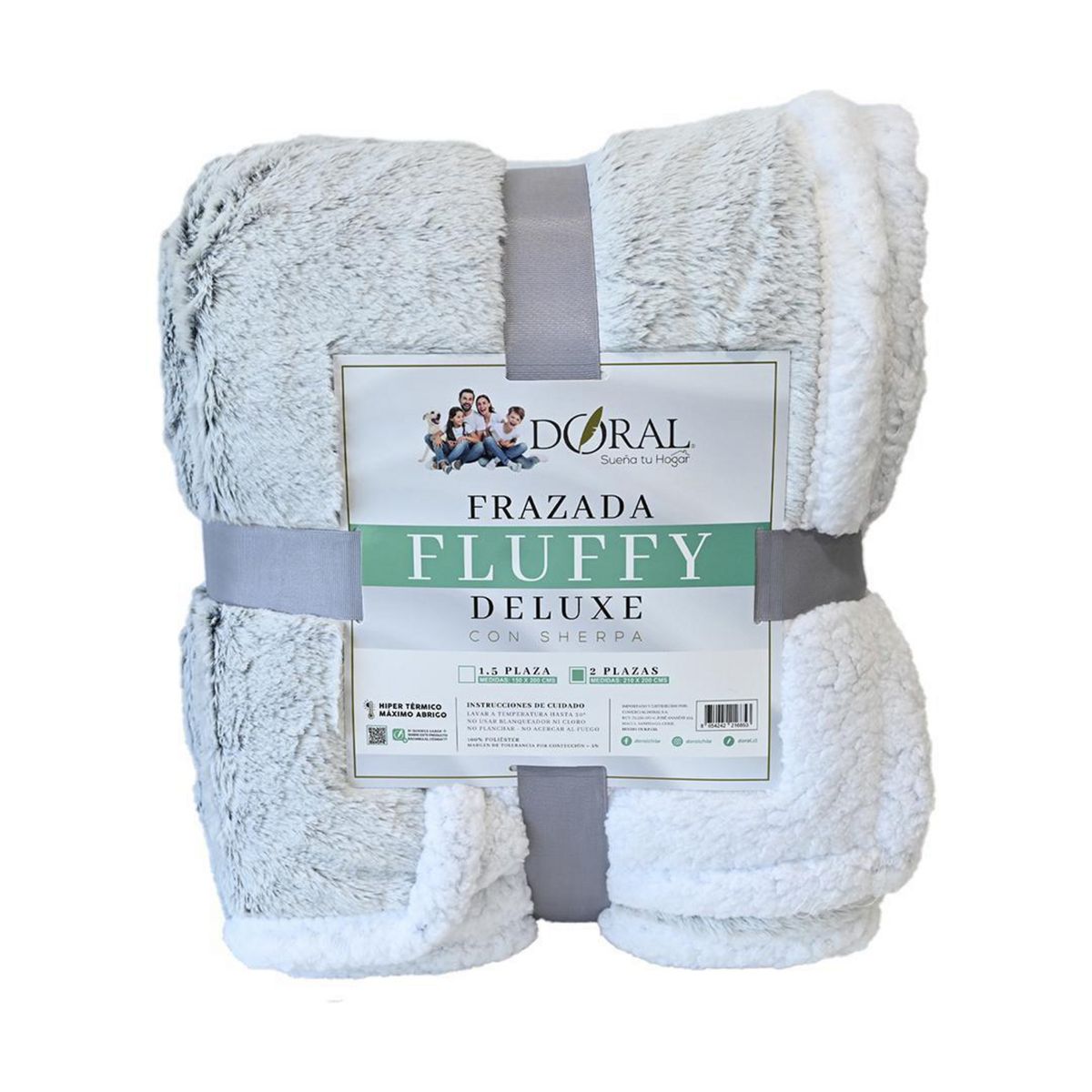 DORAL - Frazada Deluxe 2 plazas Gris Claro