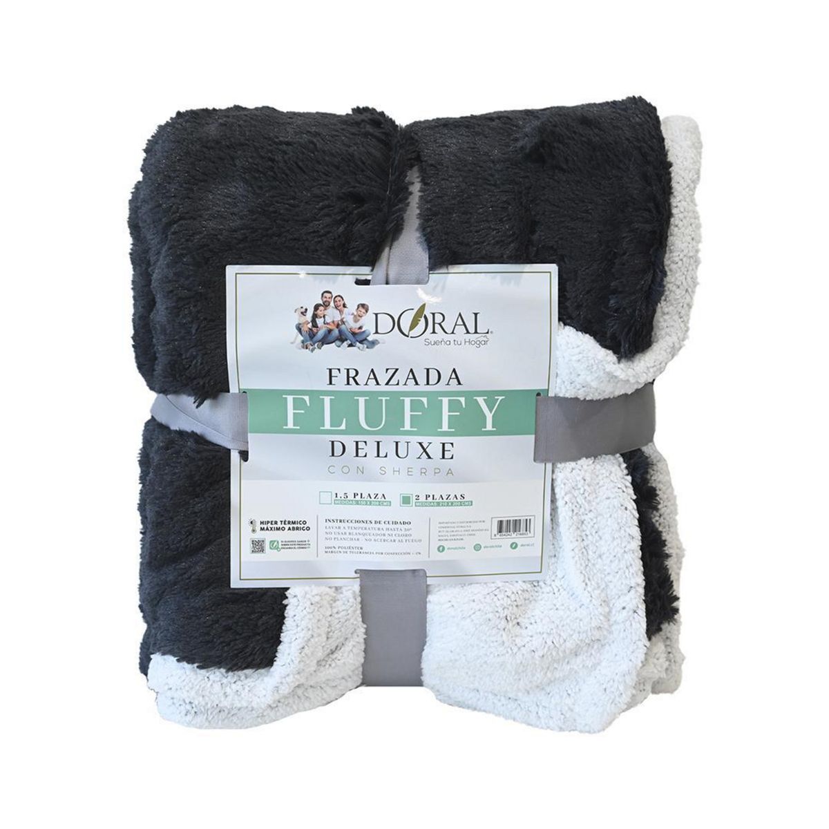 DORAL - Frazada Deluxe 2 plazas Negro