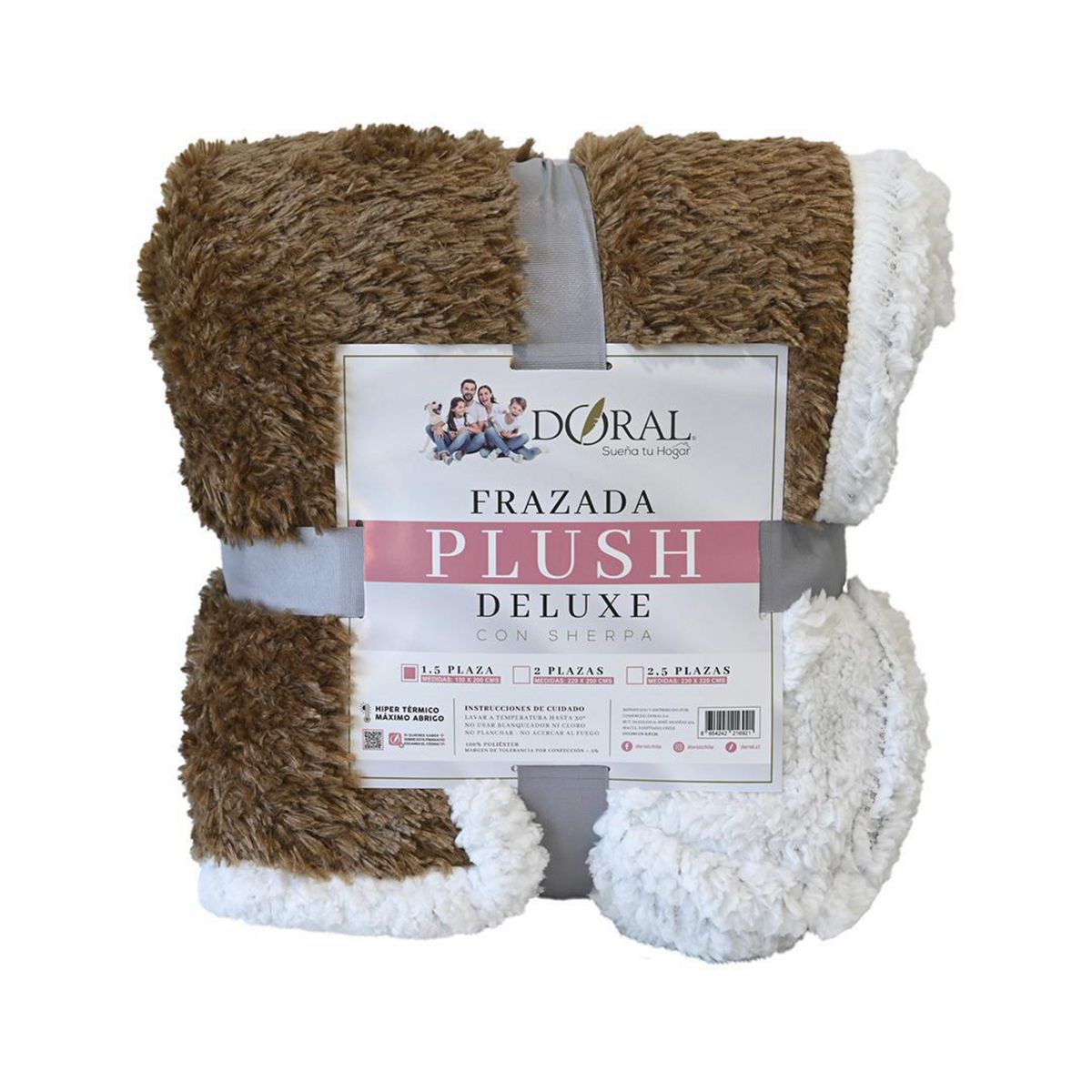 DORAL - Frazada Deluxe 1.5 plazas Café Oscuro