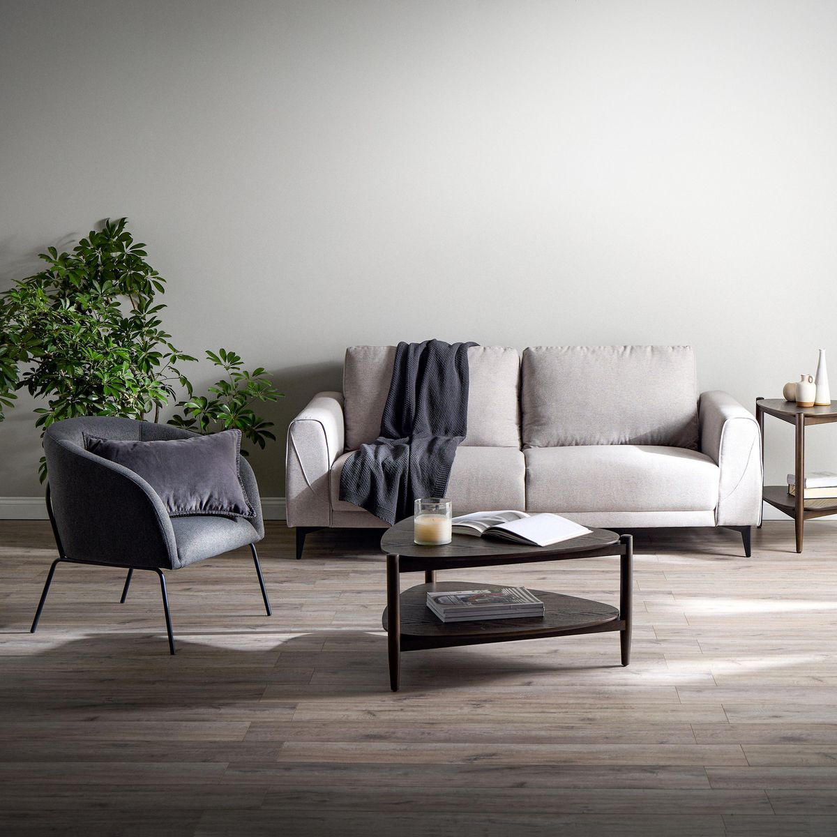 ROSEN - Sofá 2 cuerpos Padua 168x86x95 cm Gris Perla