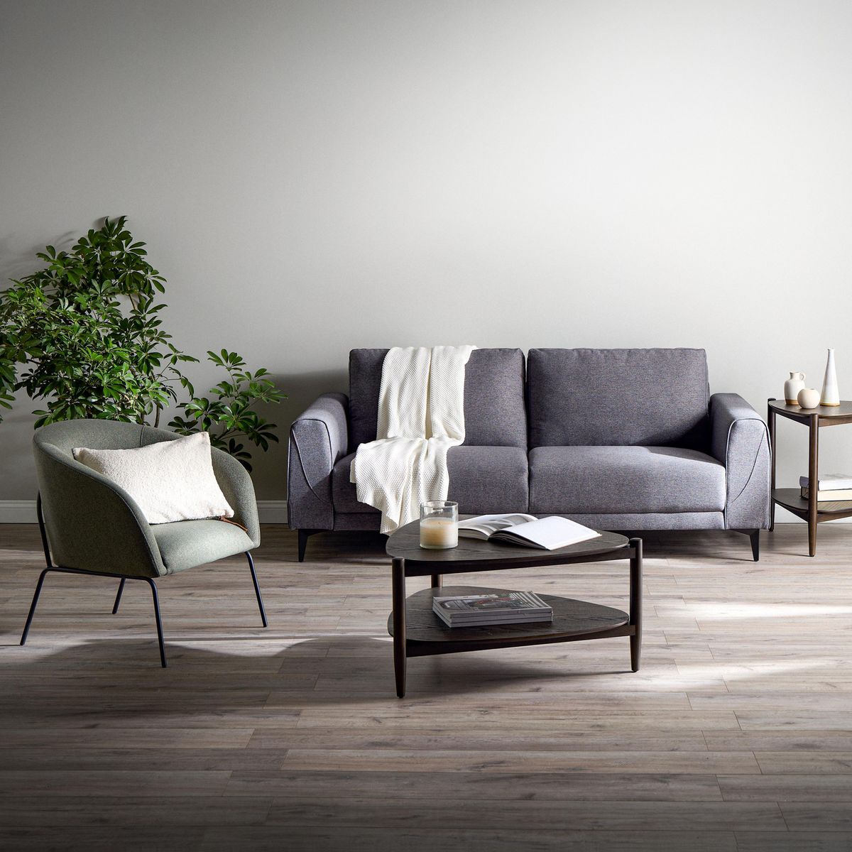 ROSEN - Sofá 2 cuerpos Padua 168x86x95 cm Grafito