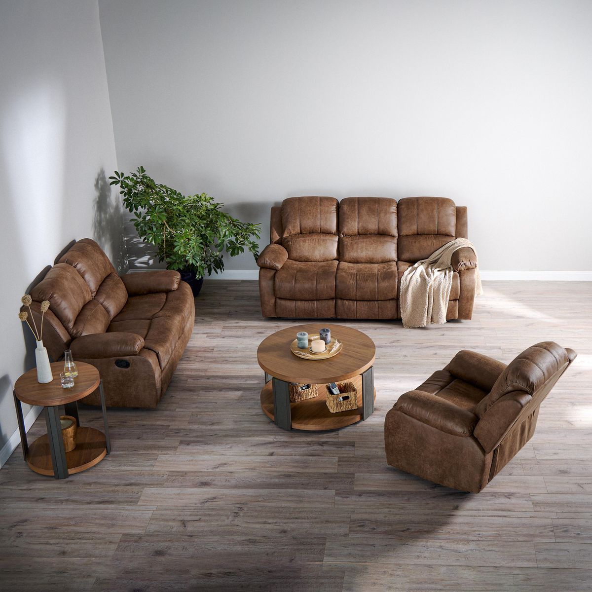 ROSEN - Sofá 3 cuerpos Umbria 208x99x99 cm Tabaco