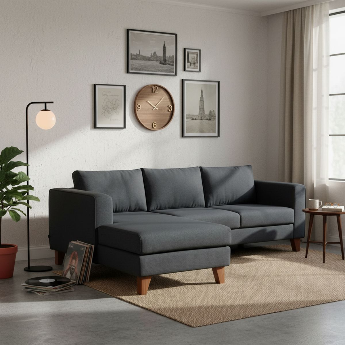 ROSEN - Seccional Parma izquierdo tela Grafito