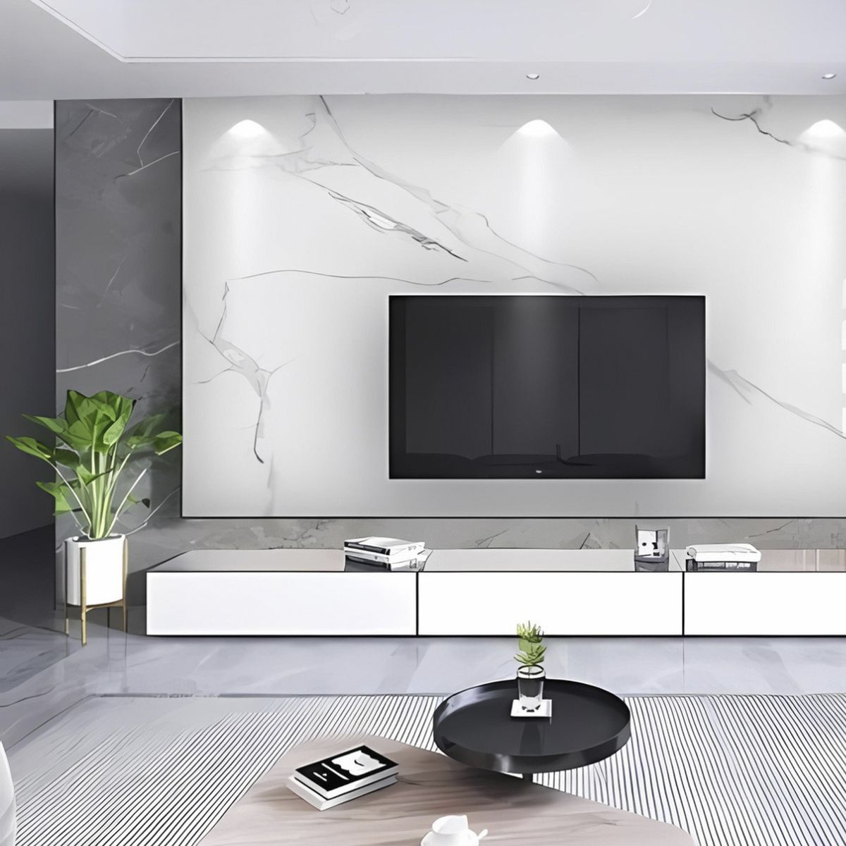 COIMSA - Wall Panel Placa Pvc y Spc 122x244 cm Blanco Marmoleado 