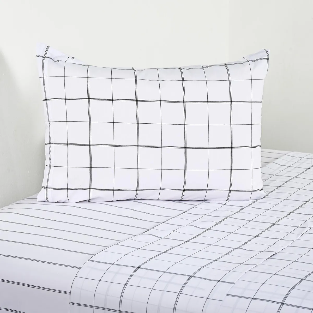 CANNON - Sabana Squares 1.5 plazas 200 Hilos Blanco