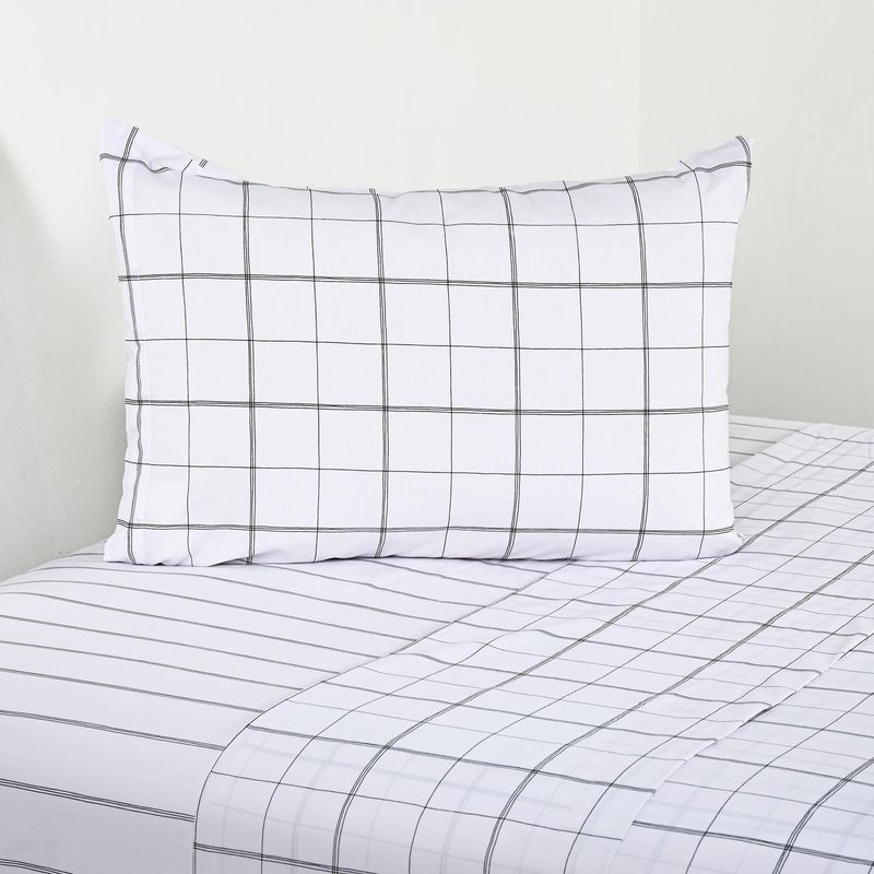 CANNON - Sabana Squares 1.5 plazas 200 Hilos Blanco