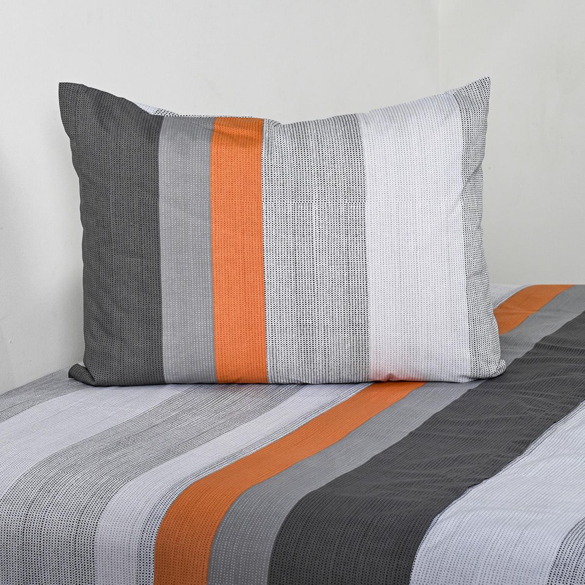 CANNON - Sabana Franjas Gris 1 plaza 144 Hilos Gris