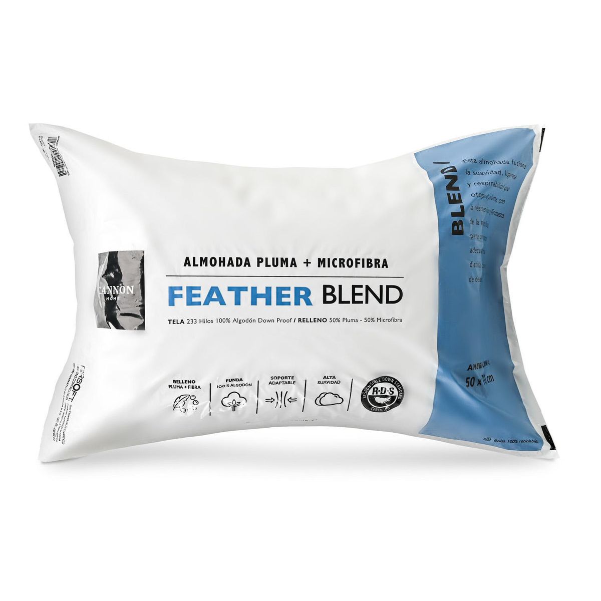 CANNON - Almoha de Plumas para Dormir 50x8 cm