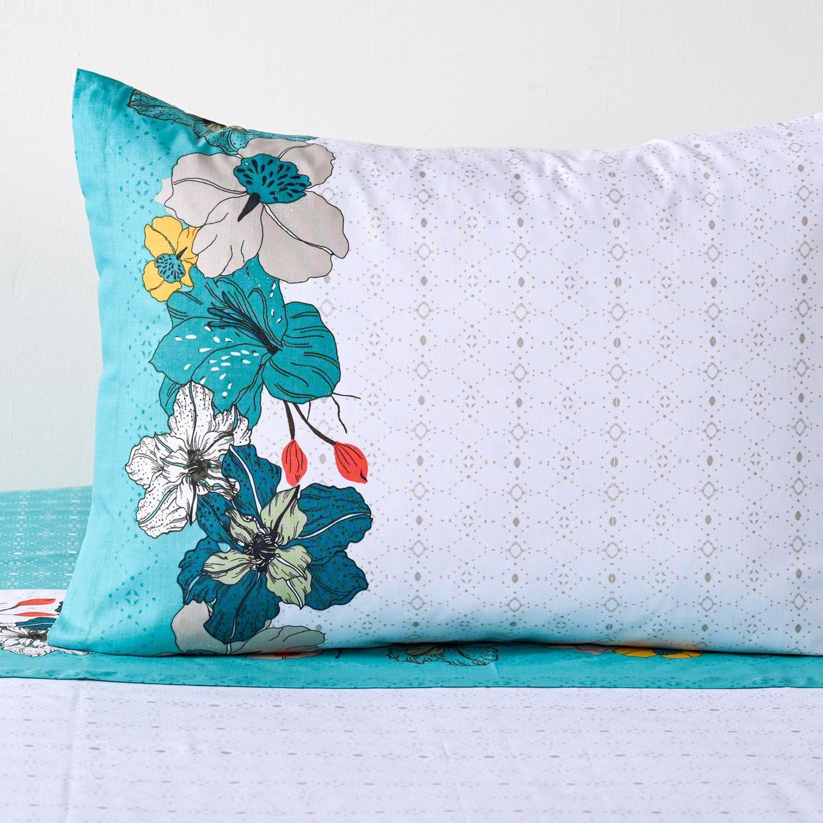 CANNON - Sabana Lavanda Lila 1.5 plazas 144 Hilos Celeste