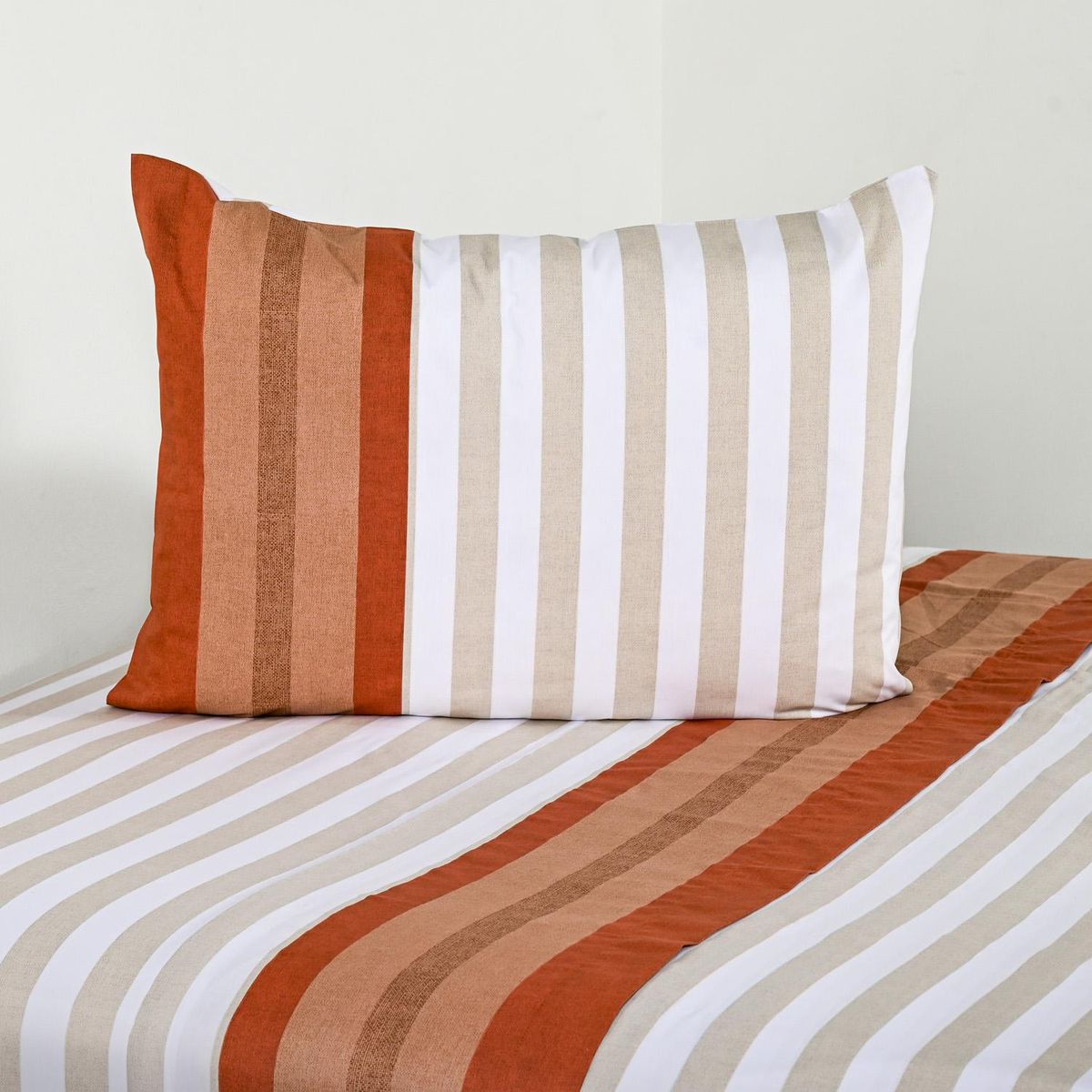 CANNON - Sabana Vichy 1.5 plazas 200 Hilos Naranjo