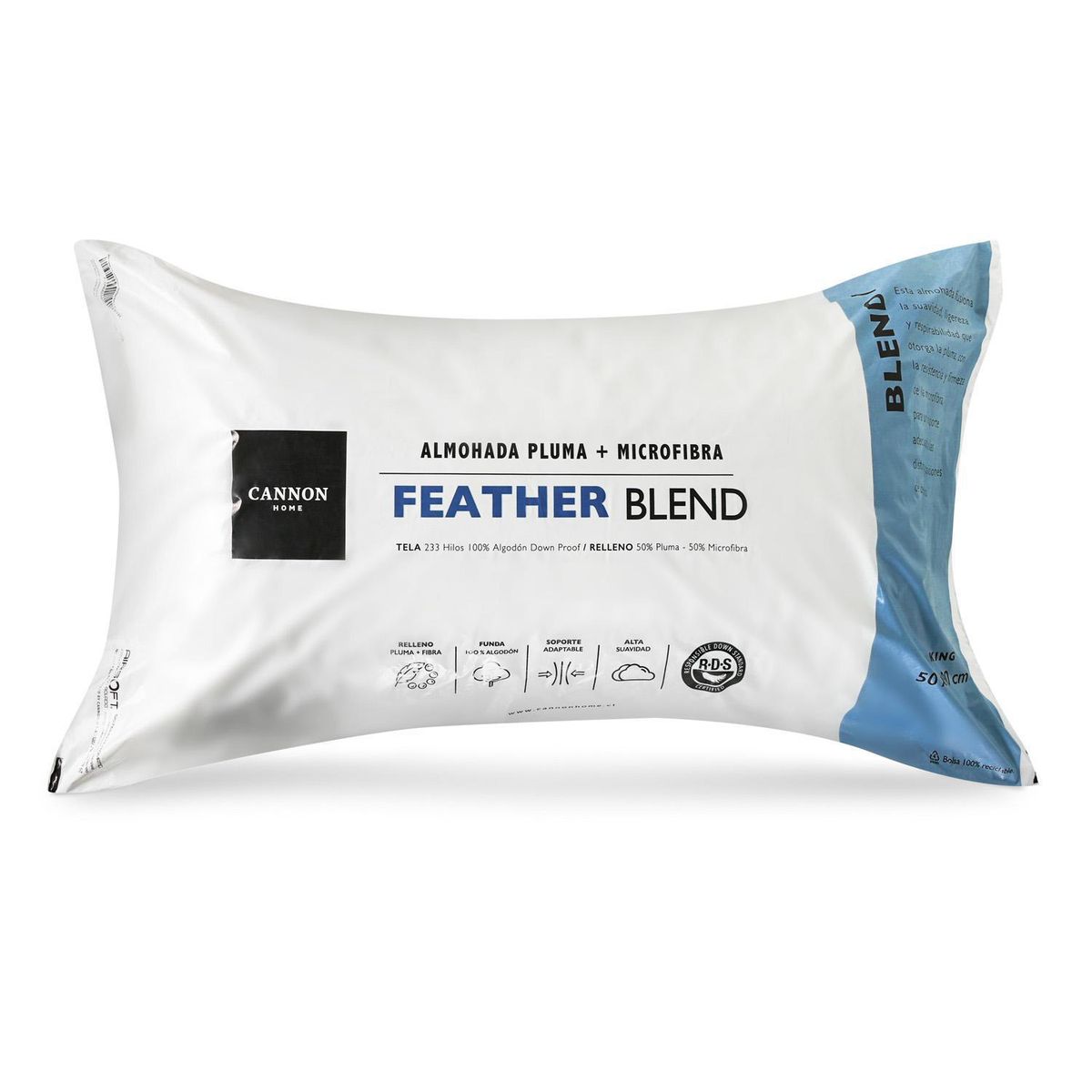 CANNON - Almoha de Plumas para Dormir 50x8 cm