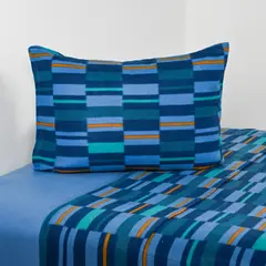 CANNON - Sábana Block 1.5 plazas Azul