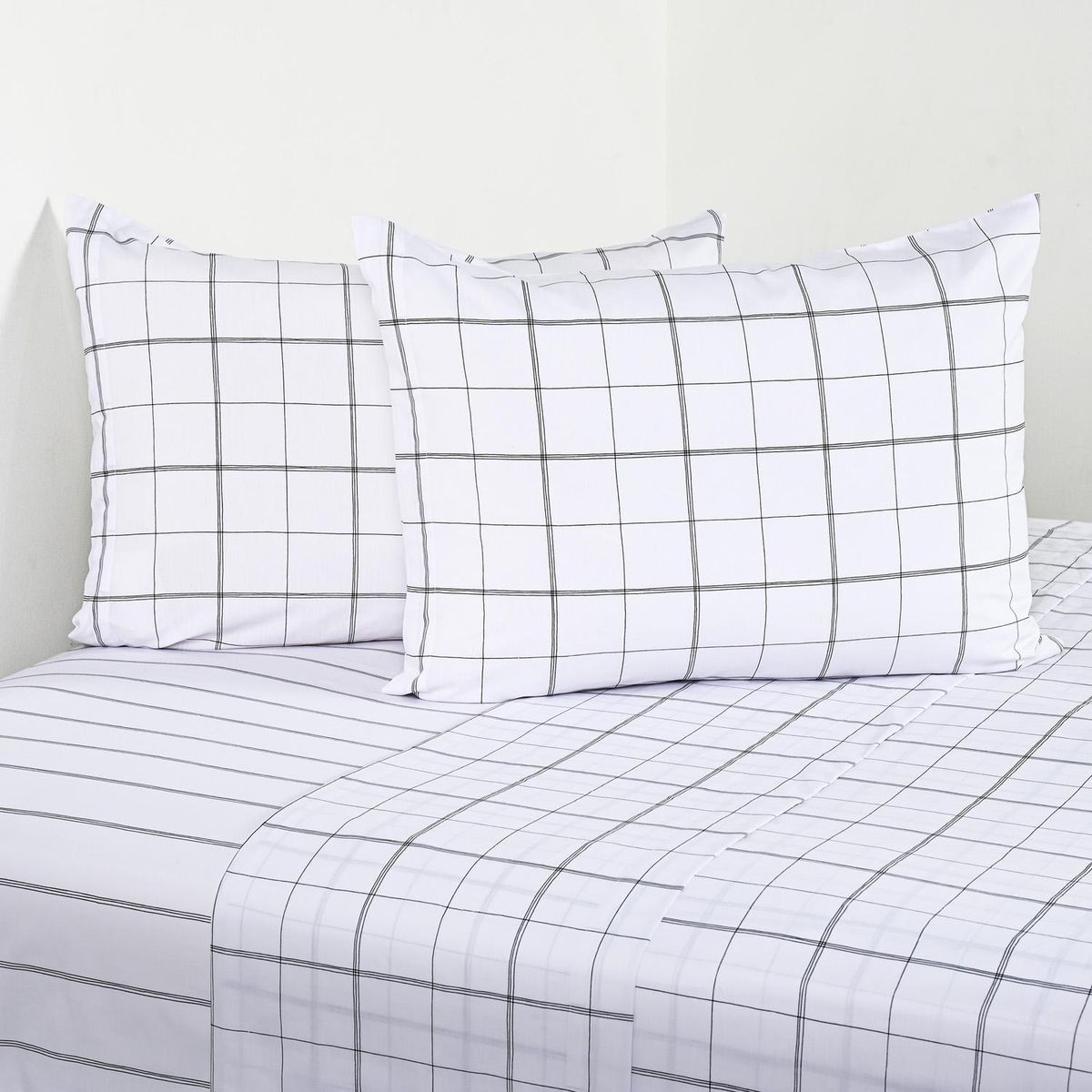 CANNON - Sabana Squares King 200 Hilos Blanco