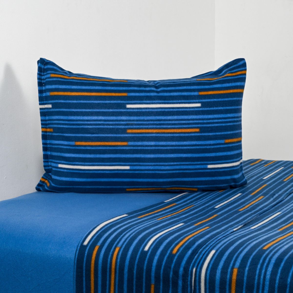 CANNON - Sábana Trazos 1 plaza Azul