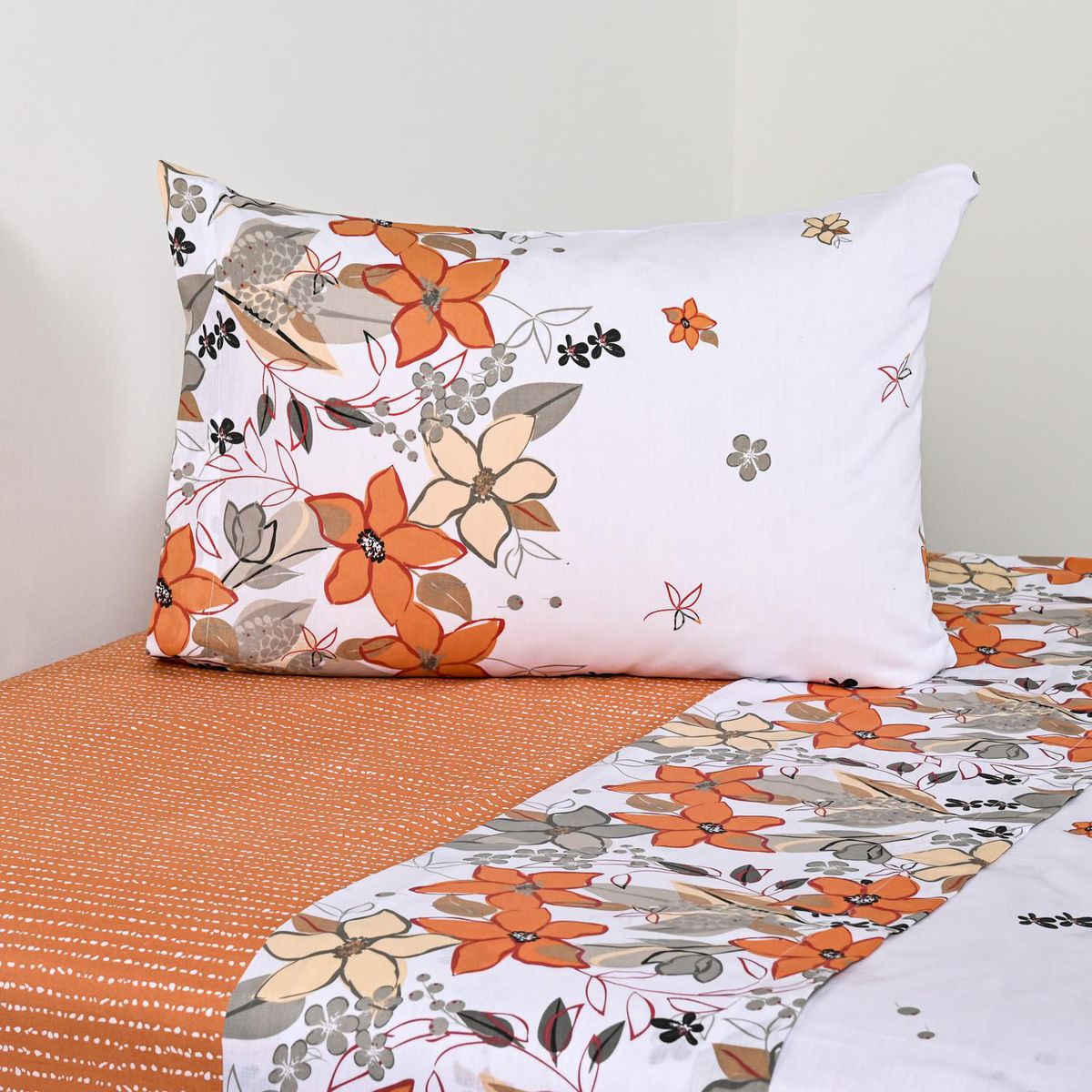 CANNON - Sabana Lavanda Lila 1.5 plazas 144 Hilos Naranjo