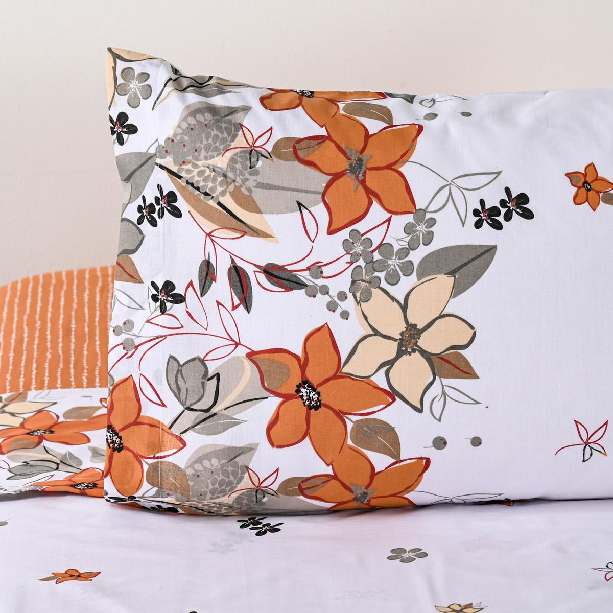 CANNON - Sabana Lavanda Lila 1.5 plazas 144 Hilos Naranjo