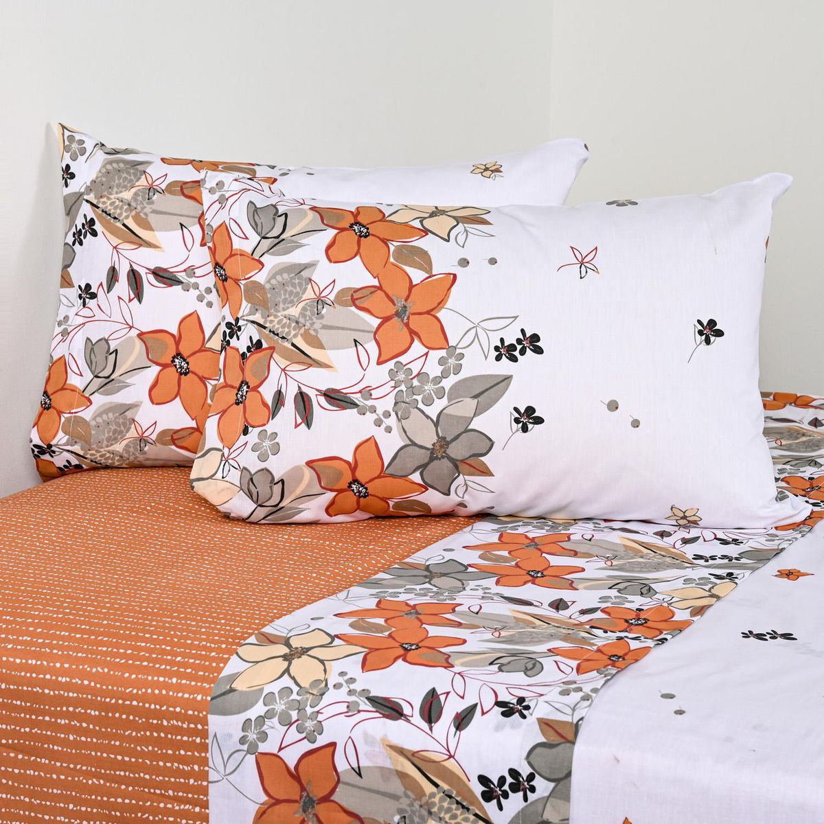 CANNON - Sabana Lavanda Lila 2 plazas 144 Hilos Naranjo