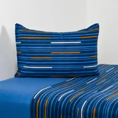 CANNON - Sábana Trazos 1.5 plazas Azul