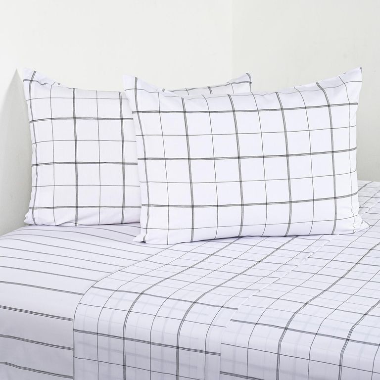 Sabana Squares 2 plazas 200 Hilos Blanco