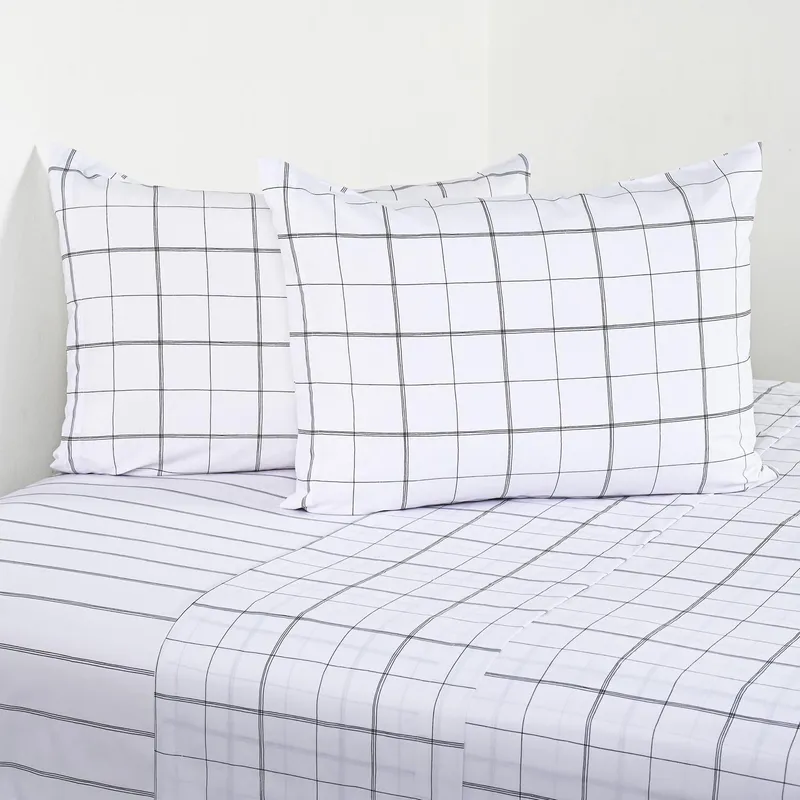 CANNON - Sabana Squares 2 plazas 200 Hilos Blanco