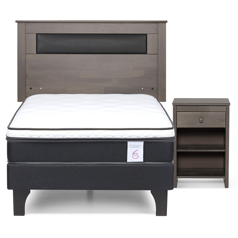 Cama 1.5 Plazas Europea New Style 6 + Respaldo + Velador