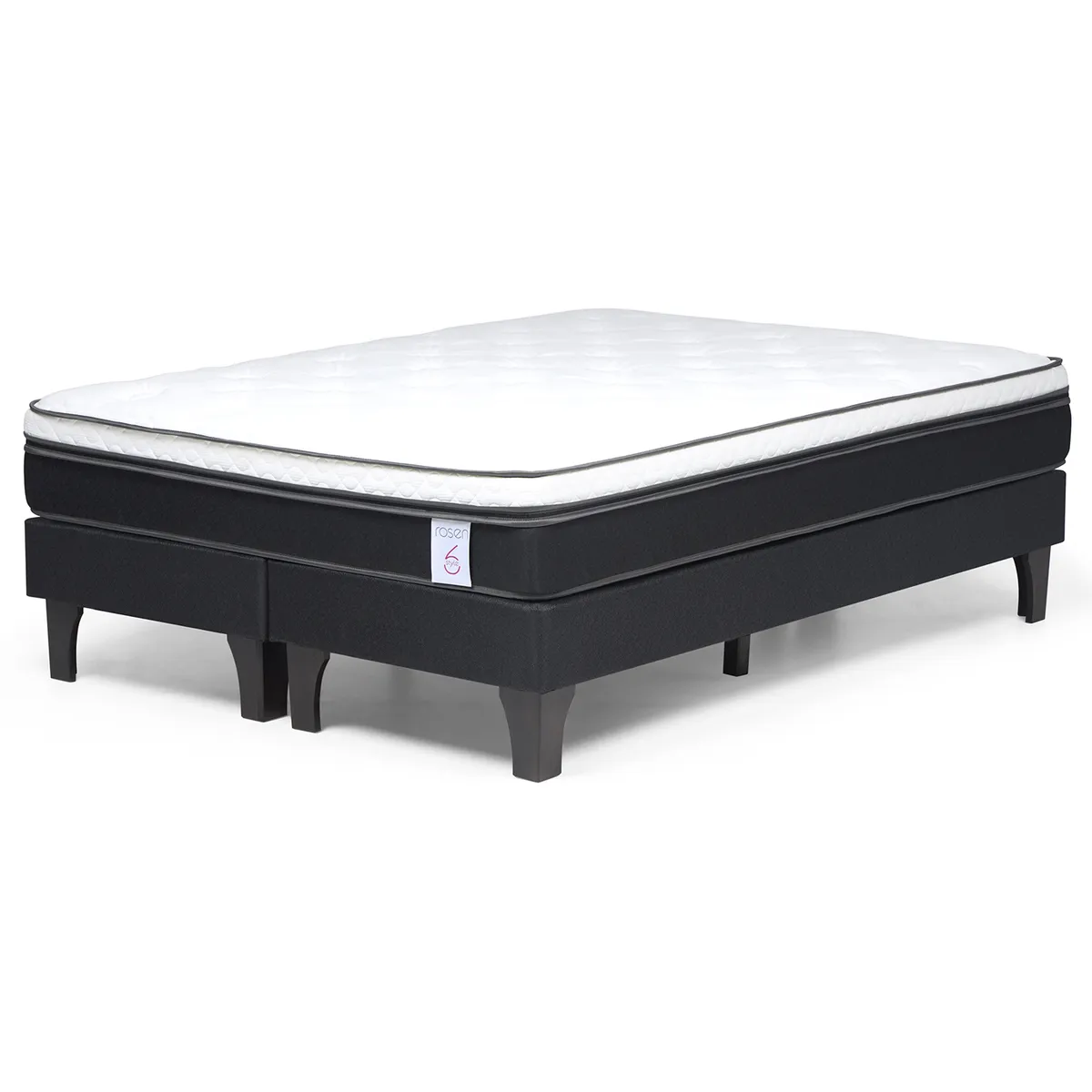 ROSEN - Cama 2 Plazas Europea New Style 6 + Respaldo + 2 Veladores