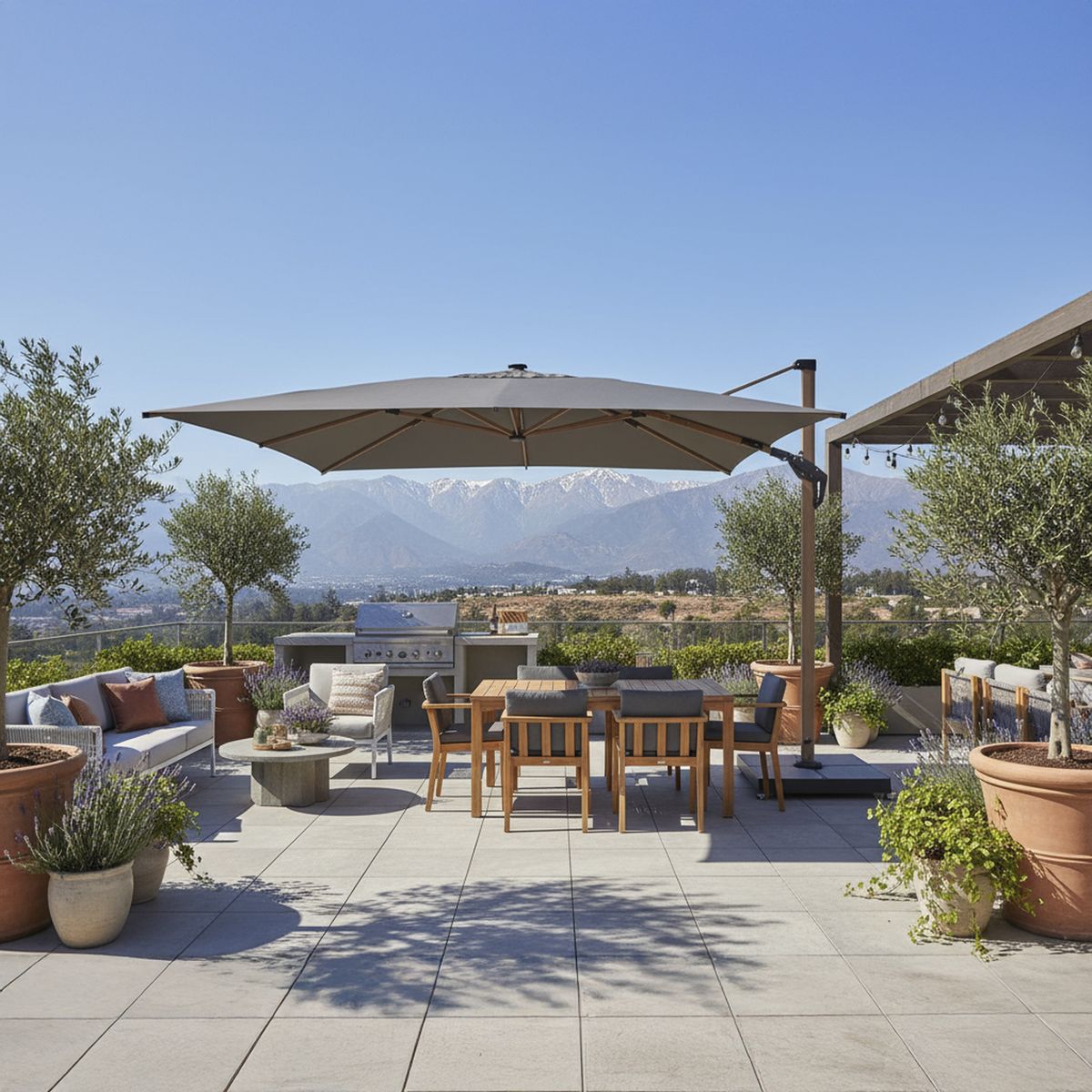 ALCAZAR - Parasol Acero inoxidable 3.93x3 metros Beige