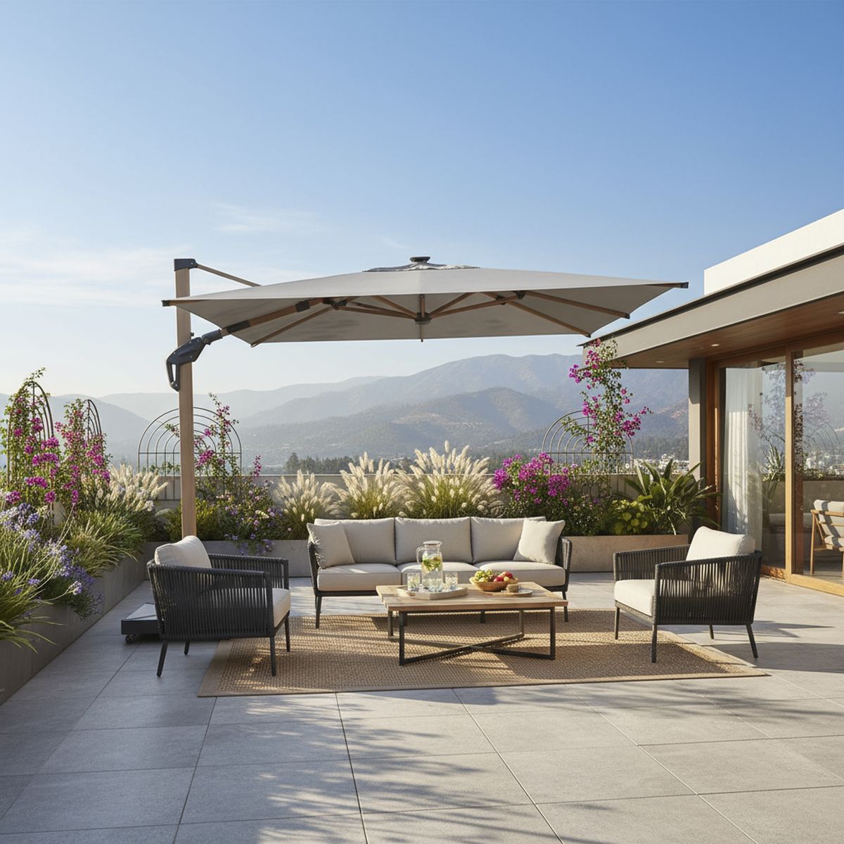 ALCAZAR - Parasol Acero inoxidable 2.95x2.65 metros Gris