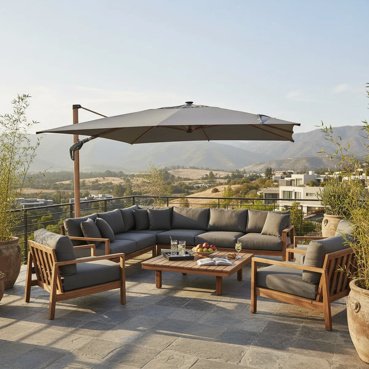 ALCAZAR - Parasol Acero inoxidable 3x3.96 metros Gris