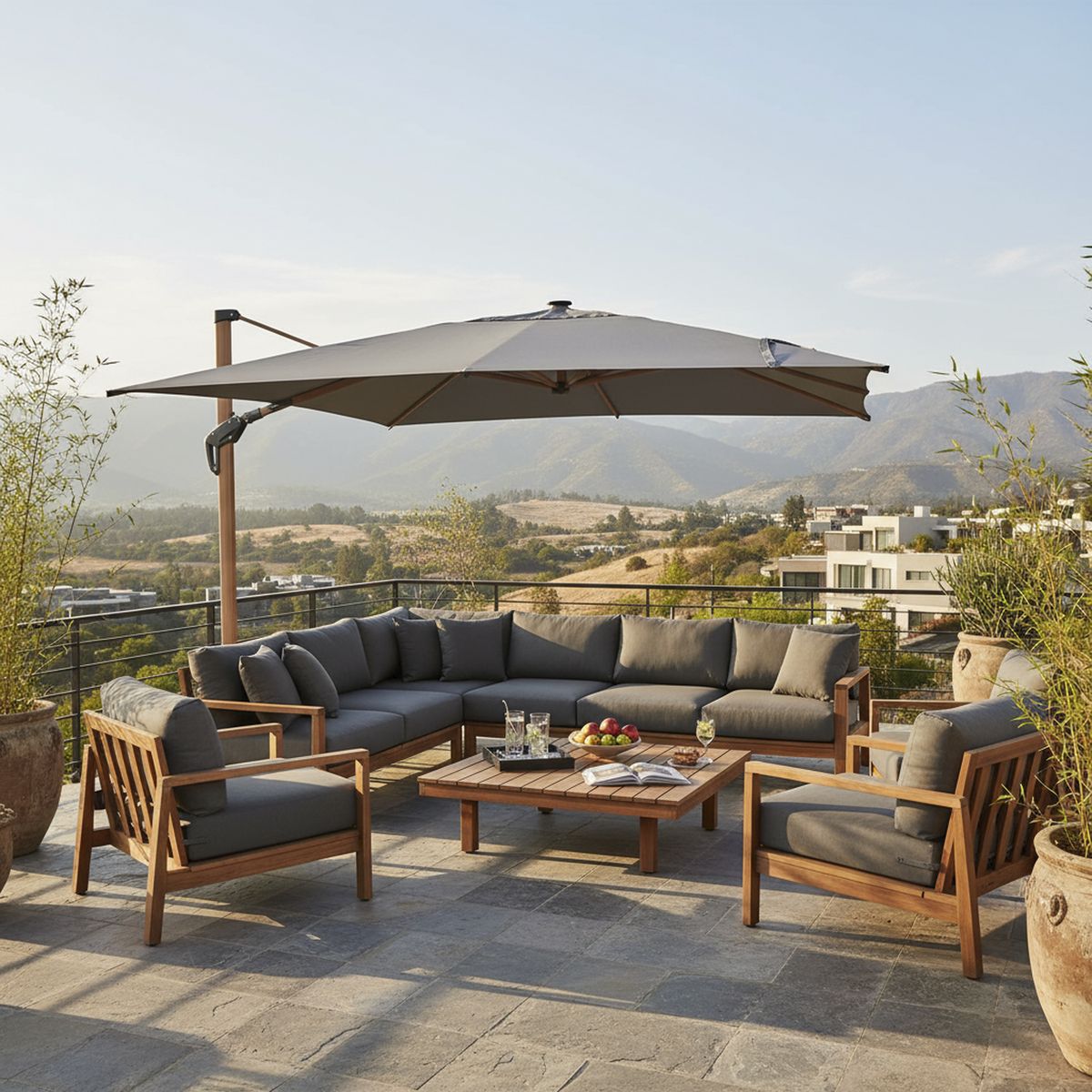 ALCAZAR - Parasol Acero inoxidable 3x3.96 metros Gris