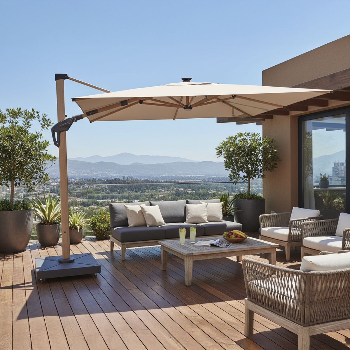 ALCAZAR - Parasol Acero inoxidable 2.95x2.65 metros Beige