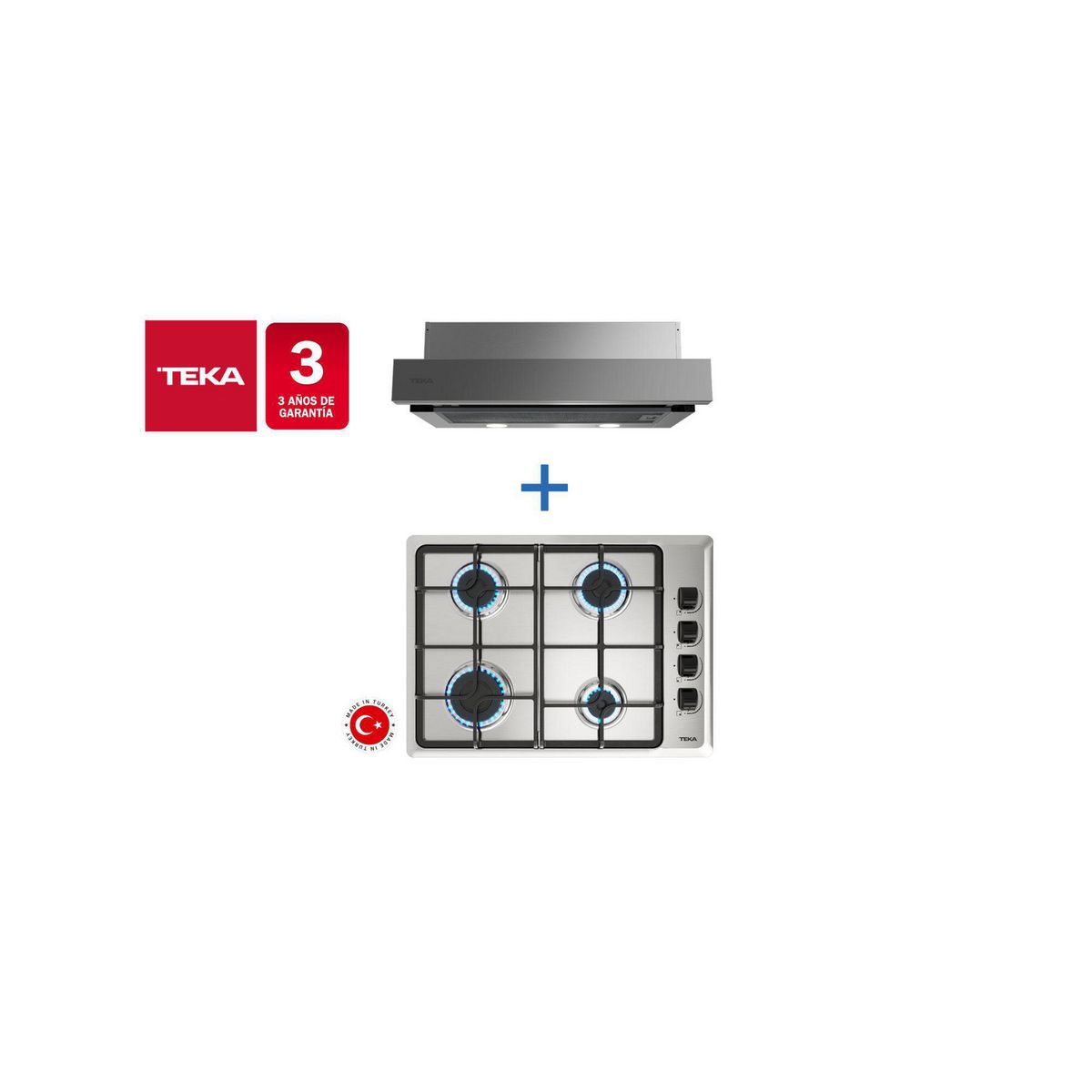 TEKA - Combo Empotrado Cocina Gas Hlx 540 But + Campana Plr 6320 Inox