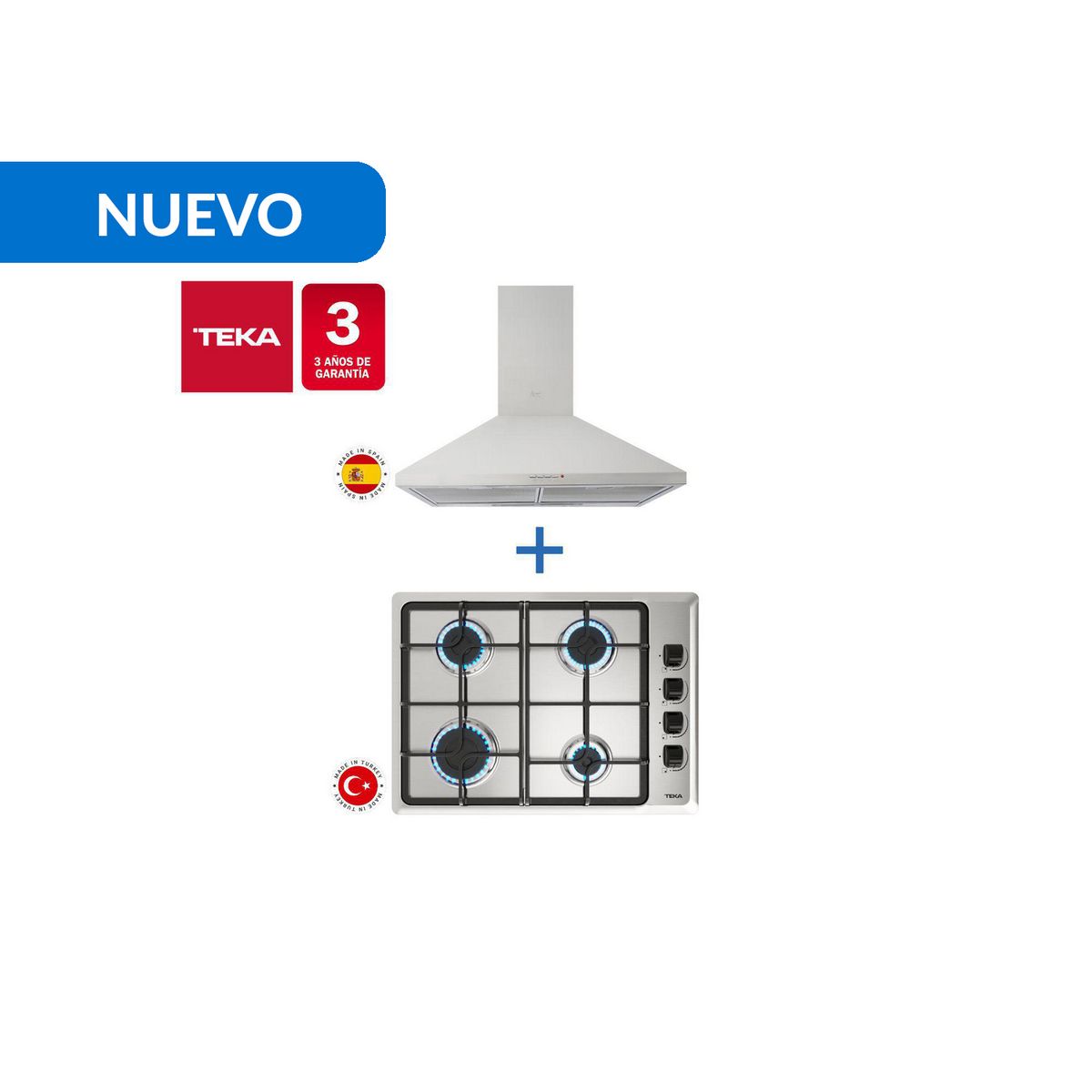 TEKA - Combo Empotrado Cocina Gas Hlx 540 + Campana Dbb 60 Inox