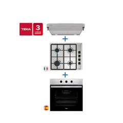 TEKA - Combo Empotrado Horno Eléctrico Hbb445 + Cocina Encimera Hlx640+ Campana Cx62120 Inox