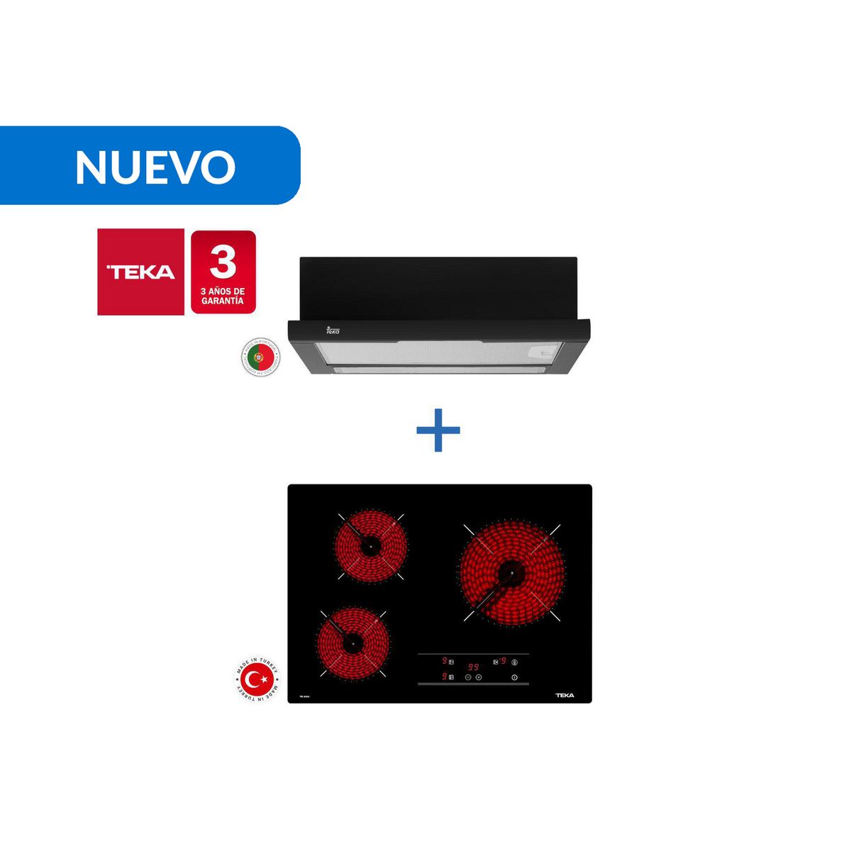 TEKA - Combo Empotrado Cocina Encimera Vitrocerámica Tb 5303 + Campana Tl6310 Bk
