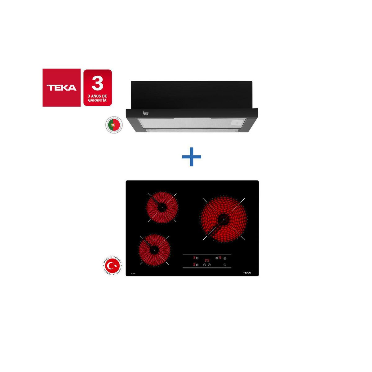 TEKA - Combo Empotrado Cocina Encimera Vitrocerámica Tb 5303 + Campana Tl6310 Bk