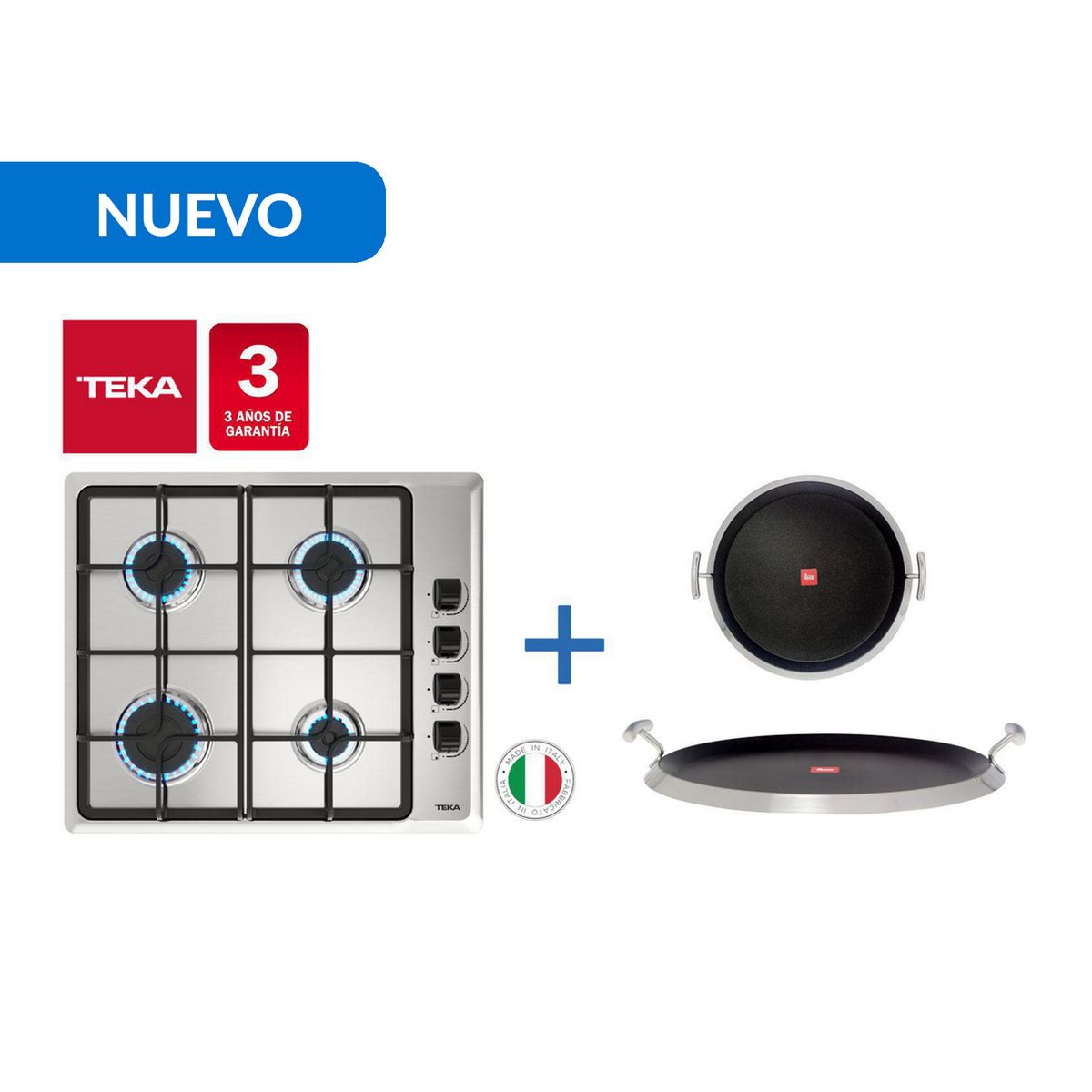 TEKA - Combo Empotrado Cocina Encimera Hlx 640 Inox + Grill Redondo