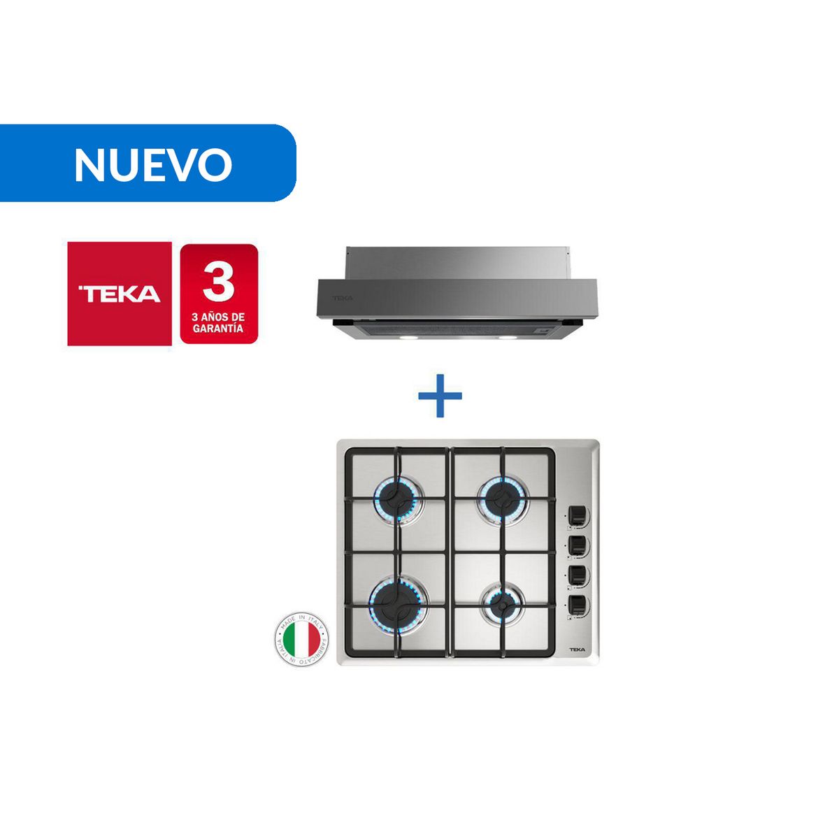 TEKA - Combo Empotrado Cocina Encimera Hlx 640 Inox + Campana Plr 6320 Inox