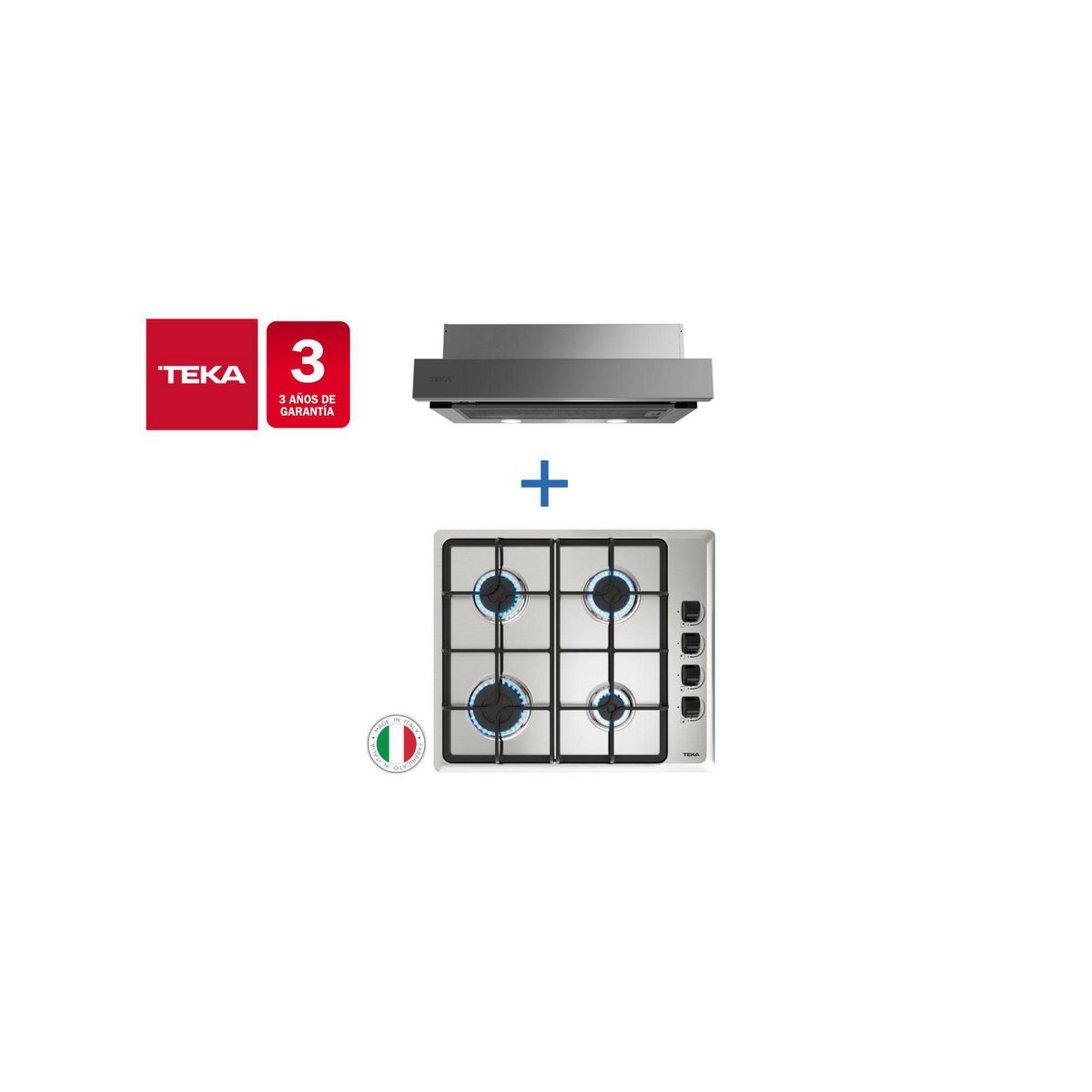 TEKA - Combo Empotrado Cocina Encimera Hlx 640 Inox + Campana Plr 6320 Inox