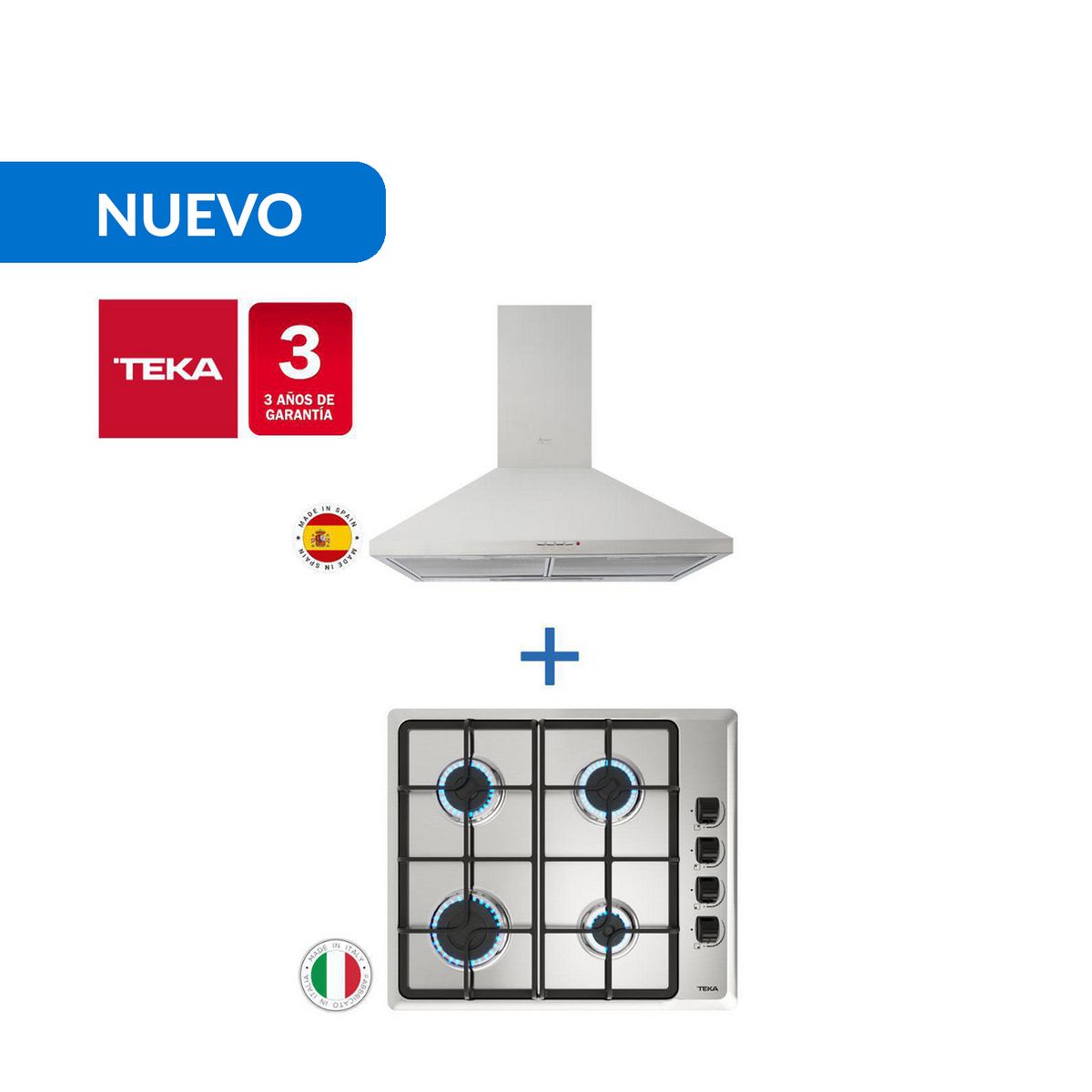 TEKA - Combo Empotrado Cocina Encimera Hlx 640 Inox + Campana Dbb60 Inox