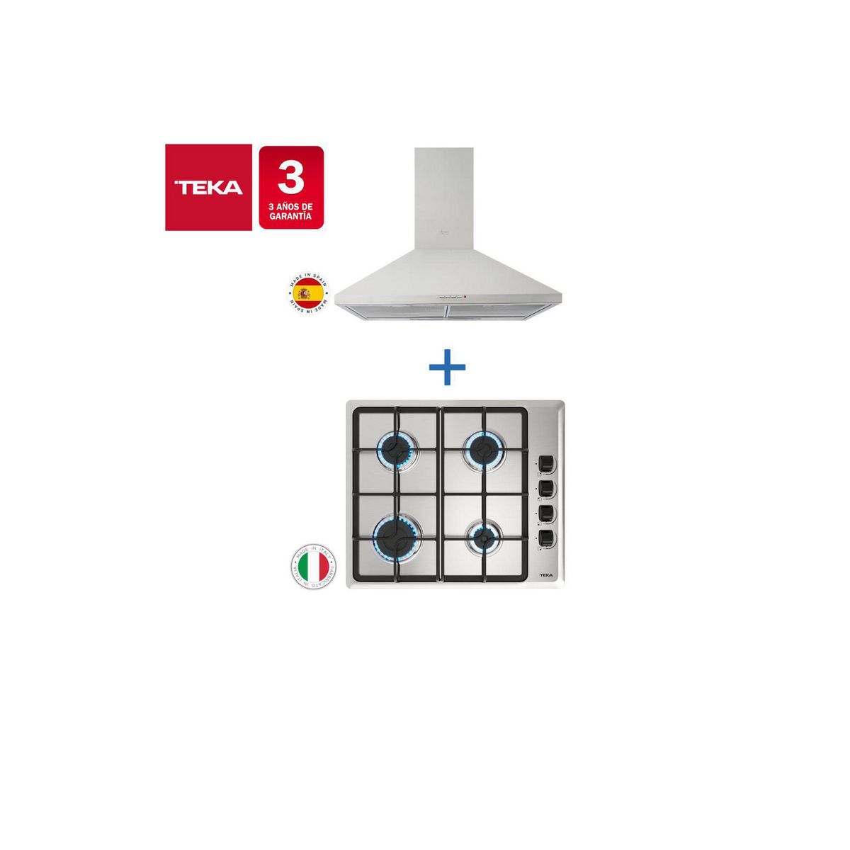 TEKA - Combo Empotrado Cocina Encimera Hlx 640 Inox + Campana Dbb60 Inox