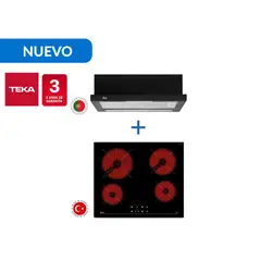 TEKA - Combo Empotrado Cocina Encimera Vitrocerámica Tb 6415 + CampanaTl6310 Bk