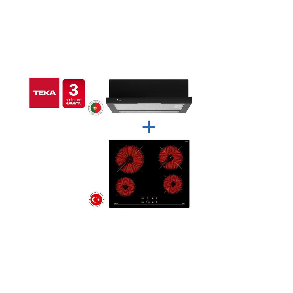 TEKA - Combo Empotrado Cocina Encimera Vitrocerámica Tb 6415 + CampanaTl6310 Bk