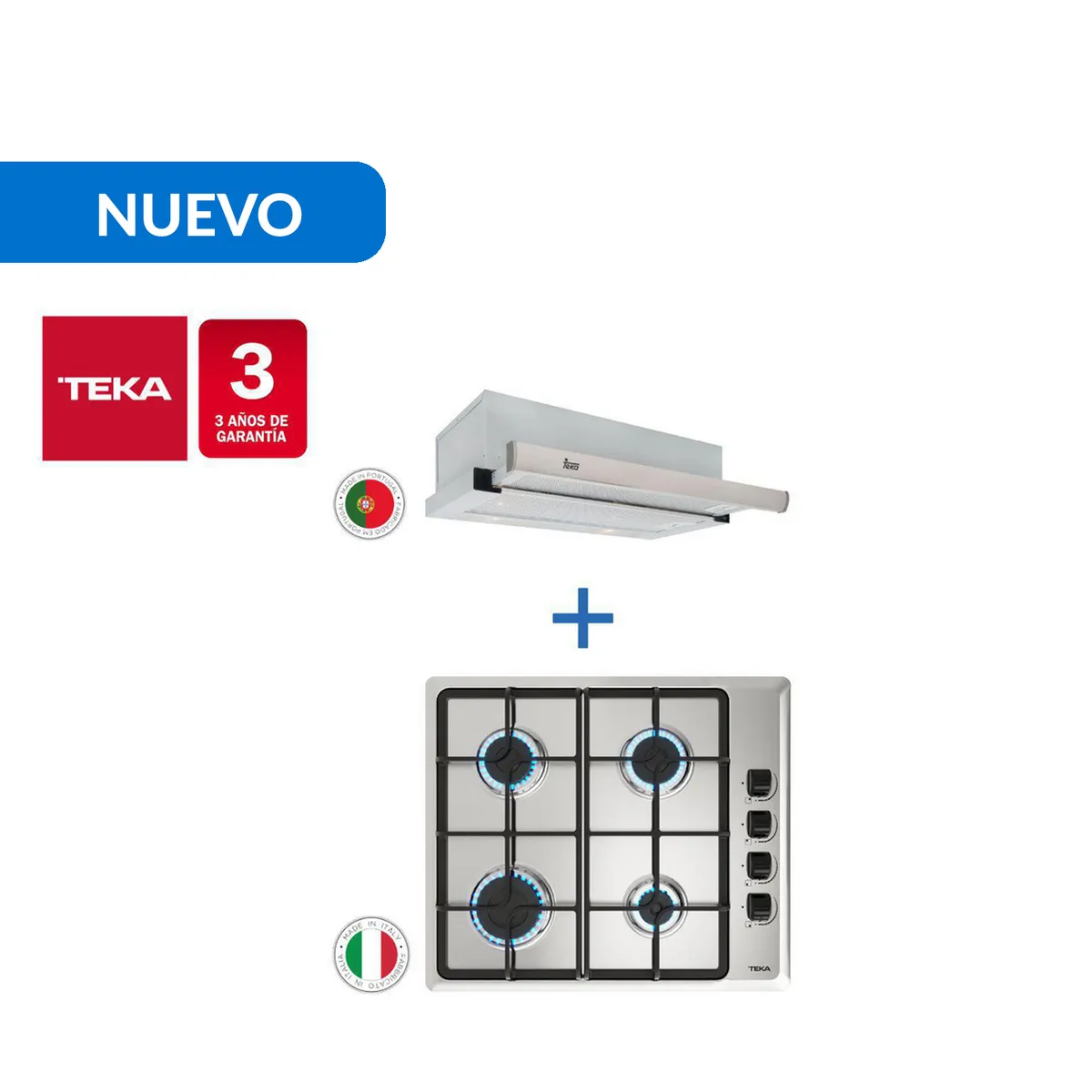 TEKA - Combo Empotrado Cocina Encimera Hlx 640 Inox + Campana Integrable Tl 6310Inox