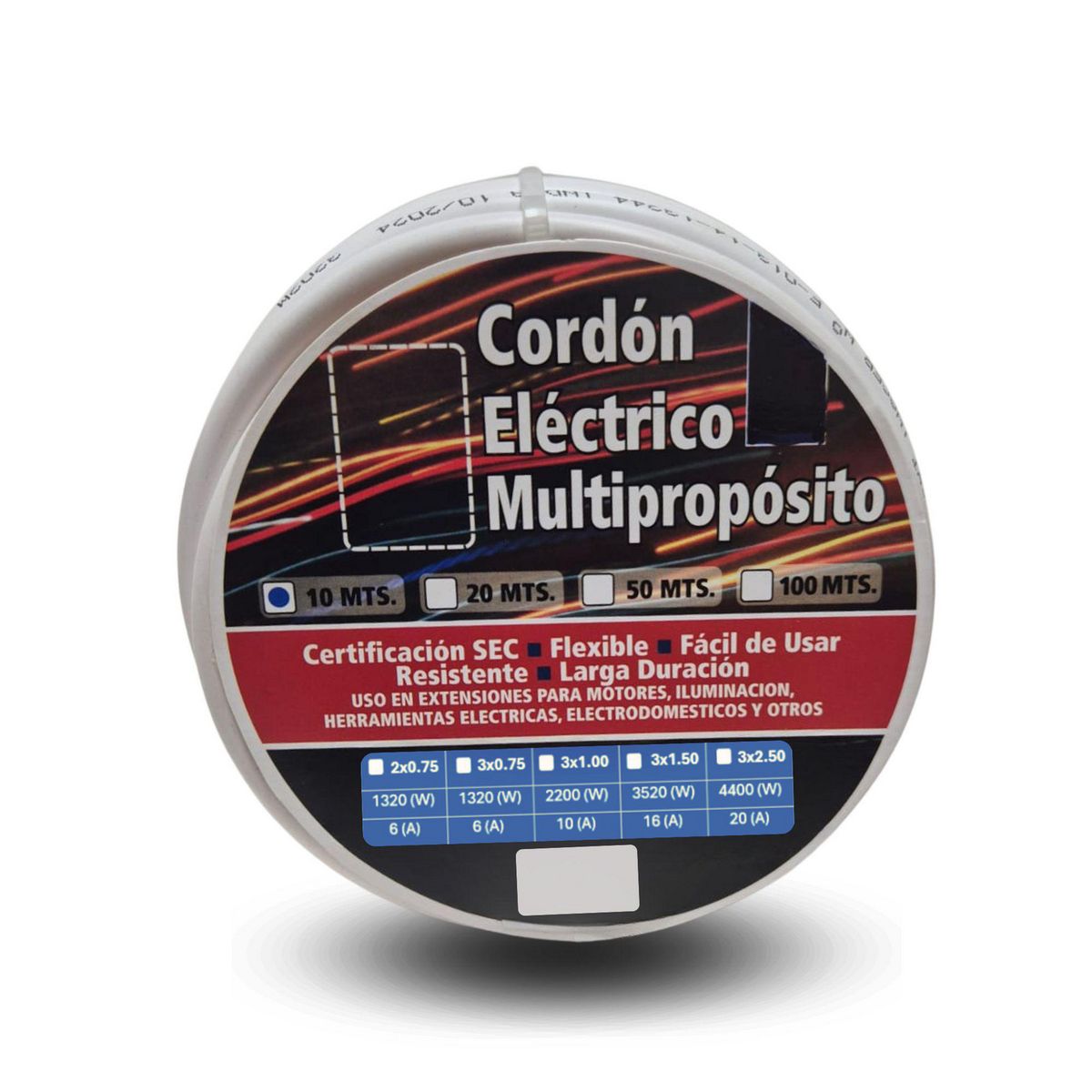 ELFLE - Cordón HO5VV-F 3x0,75 mm2 Blanco 10 metro(s) 