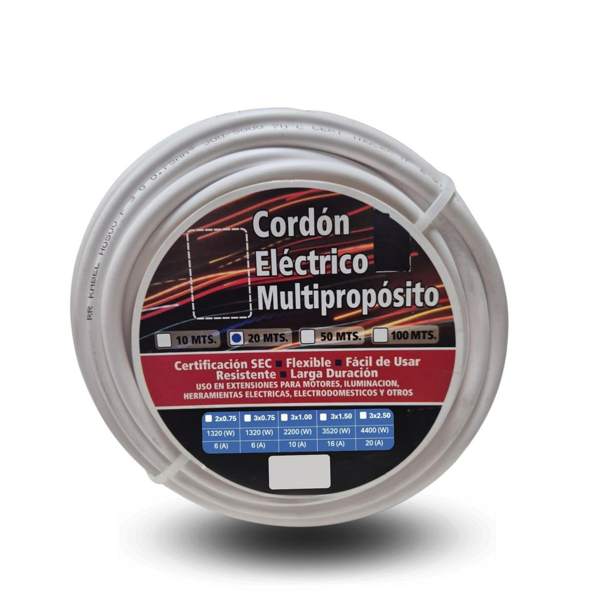 ELFLE - Cordón HO5VV-F 2x0,75 mm2 Blanco 20 metro(s) 