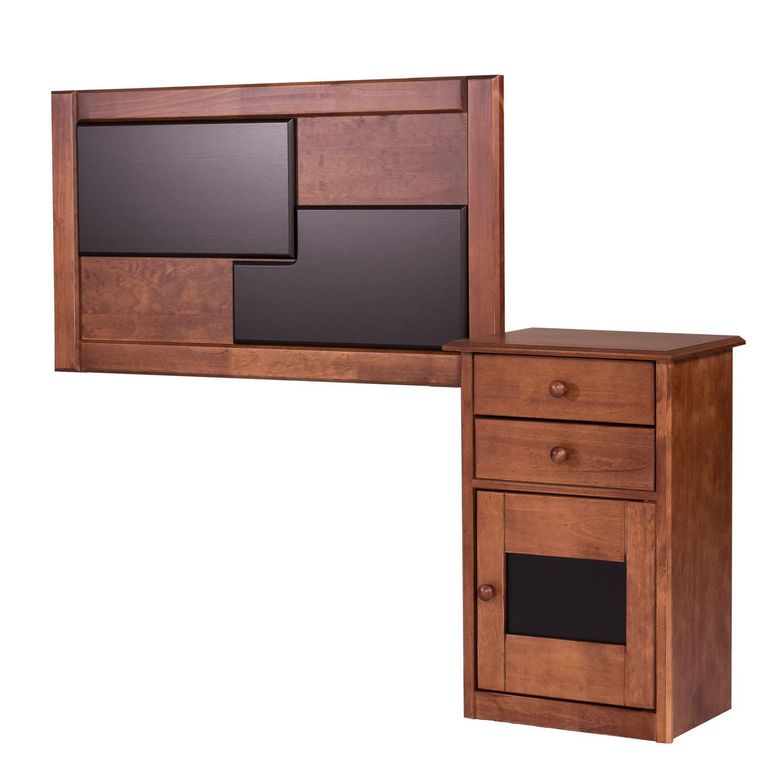 Set Maderas Velador + Respaldo 1.5 plazas Colonia Café