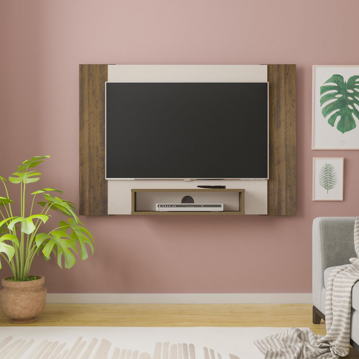 EXIT - Panel TV 47 " 100206 Pino/Beige 120x80x23 cm