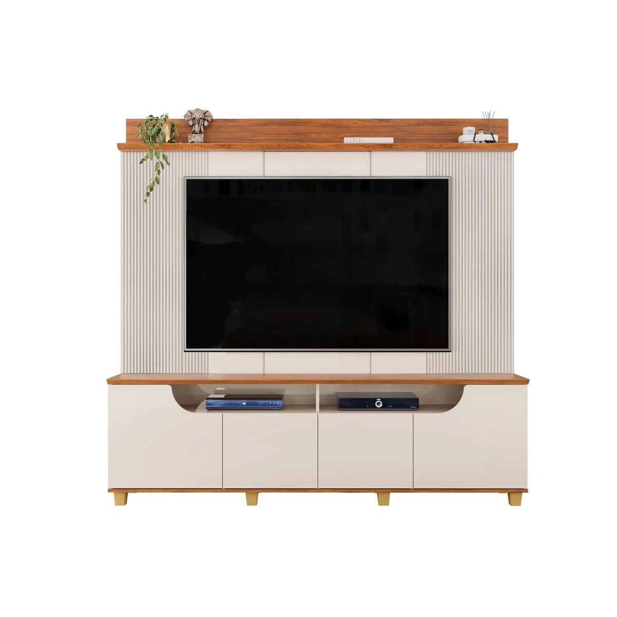 ALTAVISION - Home TV 75 " Gama OFF white freijo 199x188x38.5 cm